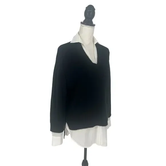 Brochu Walker Looker Layered V Neck Sweater Black Mixed Media XS - Picture 9 of 16